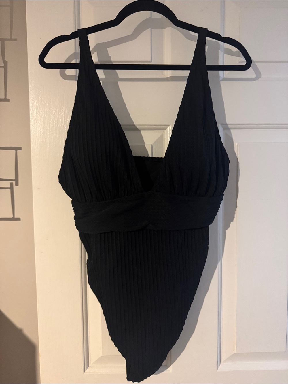 Pinkblush Black Ribbed One-Piece Swimsuit